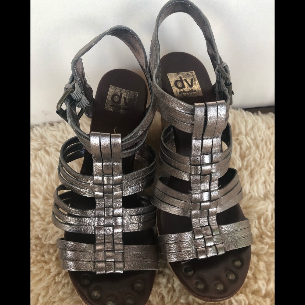 Dolce vita silver wedge sandals strap platform